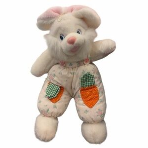 Adorable Plush Bunny with Carrot Overalls